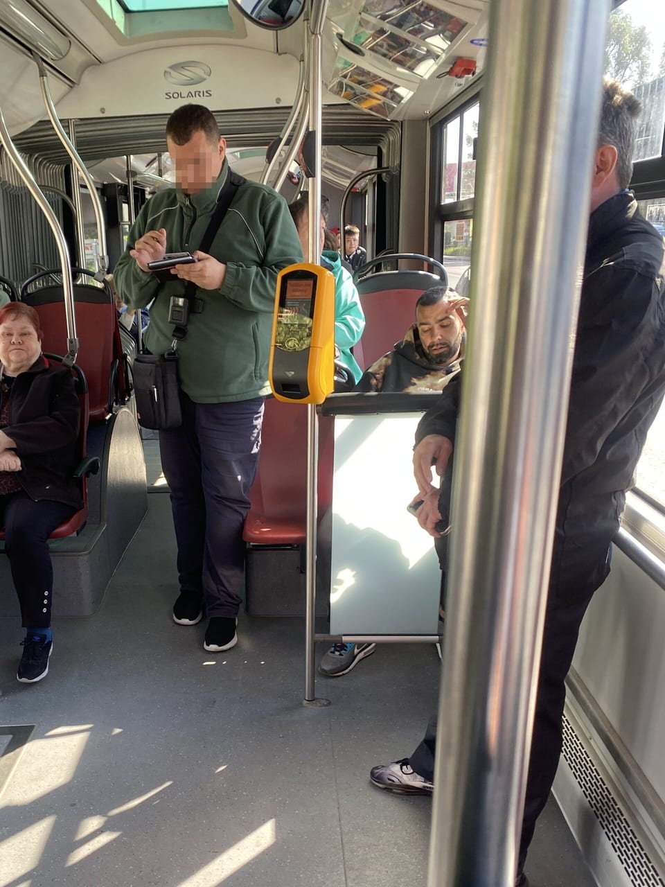 Czech ticket inspector issuing a fine in Brno, 2025