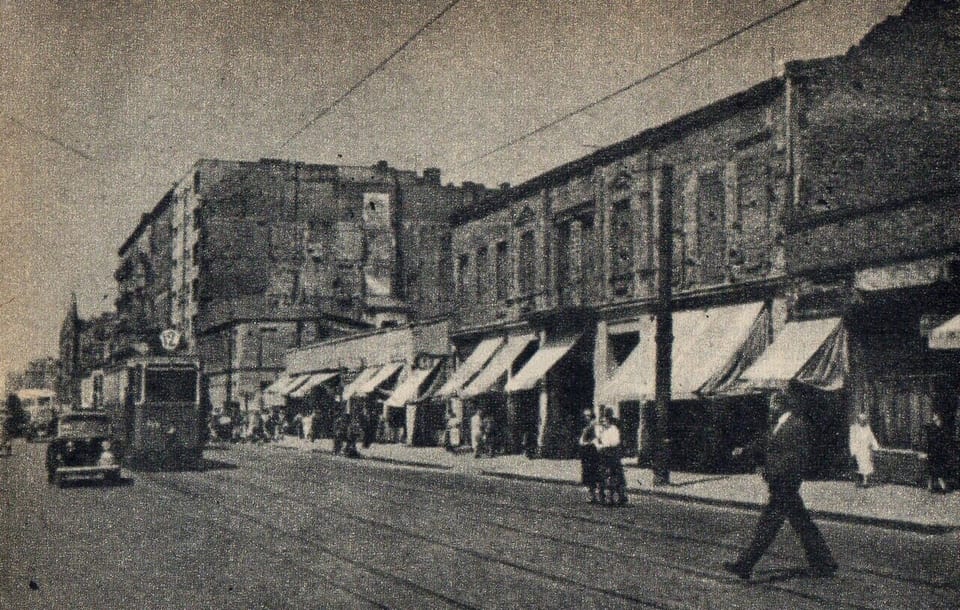 Marszałkowska Street with a number 12 tram, 1949